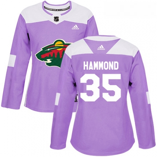 Womens Adidas Minnesota Wild 35 Andrew Hammond Authentic Purple Fights Cancer Practice NHL Jersey Womens Adidas Minnesota Wild 35 Andrew Hammond Authentic Purple Fights Cancer Practice NHL Jersey