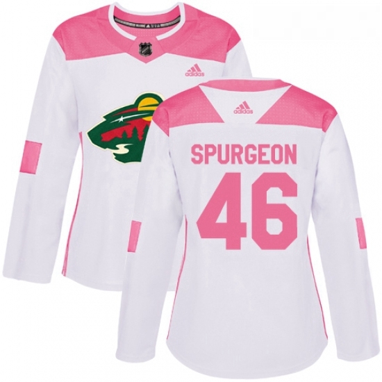 Womens Adidas Minnesota Wild 46 Jared Spurgeon Authentic WhitePink Fashion NHL Jersey Womens Adidas Minnesota Wild 46 Jared Spurgeon Authentic WhitePink Fashion NHL Jersey