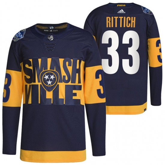 Men Nashville Predators 33 David Rittich 2022 Navy Stadium Series Breakaway Player Stitched Jersey Men Nashville Predators 33 David Rittich 2022 Navy Stadium Series Breakaway Player Stitched Jersey