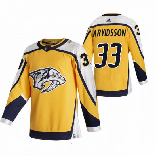 Men Nashville Predators 33 Viktor Arvidsson Yellow Adidas 2020 21 Reverse Retro Alternate NHL Jersey Men Nashville Predators 33 Viktor Arvidsson Yellow Adidas 2020 21 Reverse Retro Alternate NHL Jersey