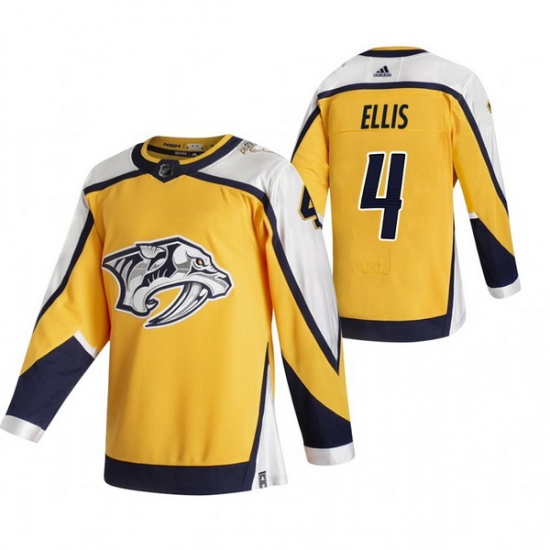 Men Nashville Predators 4 Ryan Ellis Yellow Adidas 2020 21 Reverse Retro Alternate NHL Jersey Men Nashville Predators 4 Ryan Ellis Yellow Adidas 2020 21 Reverse Retro Alternate NHL Jersey
