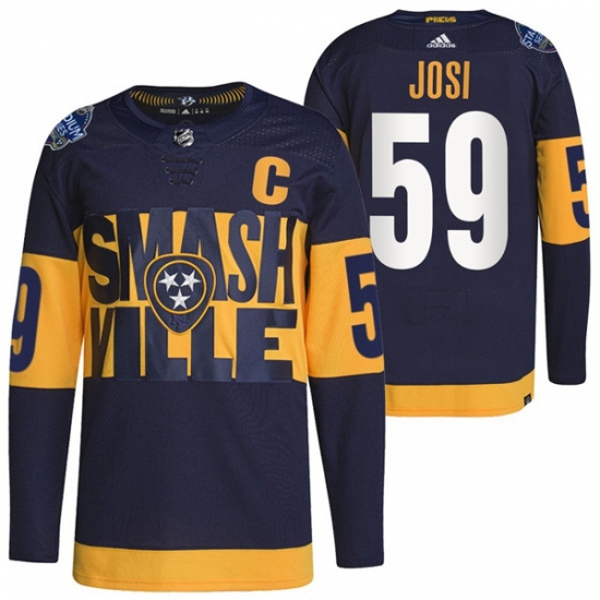 Men Nashville Predators 59 Roman Josi 2022 Navy Stadium Series Breakaway Player Stitched Jersey Men Nashville Predators 59 Roman Josi 2022 Navy Stadium Series Breakaway Player Stitched Jersey
