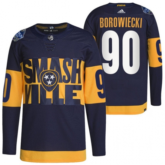 Men Nashville Predators 90 Mark Borowiecki 2022 Navy Stadium Series Breakaway Player Stitched Jersey Men Nashville Predators 90 Mark Borowiecki 2022 Navy Stadium Series Breakaway Player Stitched Jersey