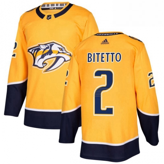 Mens Adidas Nashville Predators 2 Anthony Bitetto Authentic Gold Home NHL Jersey Mens Adidas Nashville Predators 2 Anthony Bitetto Authentic Gold Home NHL Jersey