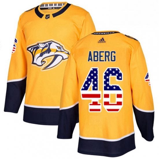 Mens Adidas Nashville Predators 46 Pontus Aberg Authentic Gold USA Flag Fashion NHL Jersey Mens Adidas Nashville Predators 46 Pontus Aberg Authentic Gold USA Flag Fashion NHL Jersey