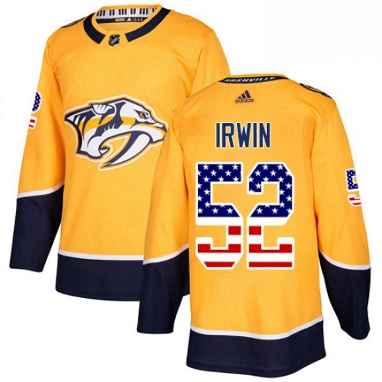 Mens Adidas Nashville Predators 52 Matt Irwin Authentic Gold USA Flag Fashion NHL Jersey Mens Adidas Nashville Predators 52 Matt Irwin Authentic Gold USA Flag Fashion NHL Jersey