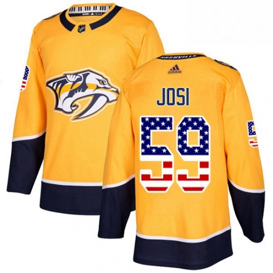 Mens Adidas Nashville Predators 59 Roman Josi Authentic Gold USA Flag Fashion NHL Jersey Mens Adidas Nashville Predators 59 Roman Josi Authentic Gold USA Flag Fashion NHL Jersey