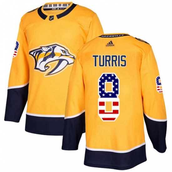 Mens Adidas Nashville Predators 8 Kyle Turris Authentic Gold USA Flag Fashion NHL Jersey Mens Adidas Nashville Predators 8 Kyle Turris Authentic Gold USA Flag Fashion NHL Jersey