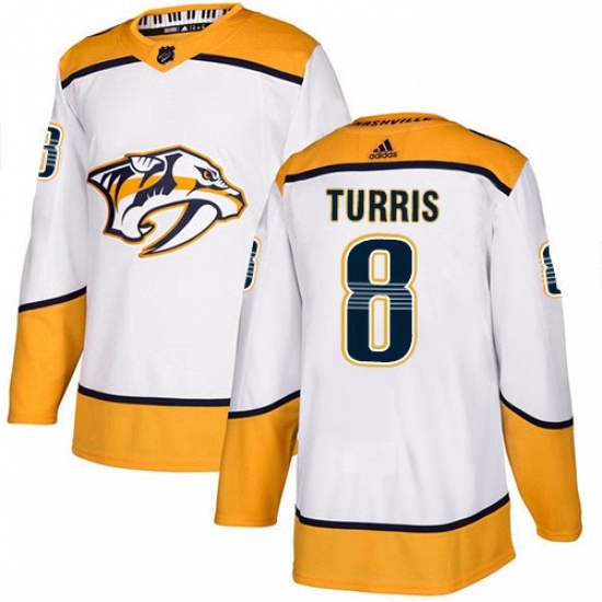 Mens Adidas Nashville Predators 8 Kyle Turris Authentic White Away NHL Jersey Mens Adidas Nashville Predators 8 Kyle Turris Authentic White Away NHL Jersey