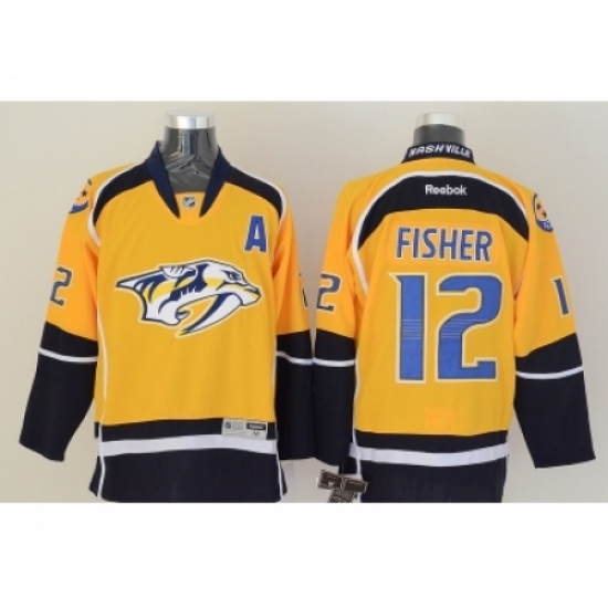 NHL Nashville Predators #12 Mike Fisher Yellow jerseys NHL Nashville Predators #12 Mike Fisher Yellow jerseys
