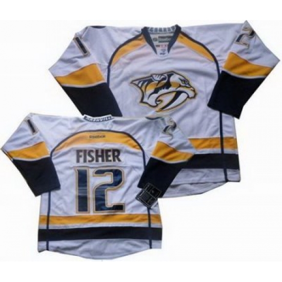Nashville Predators #12 Mike Fisher WHITE Jersey Nashville Predators #12 Mike Fisher WHITE Jersey