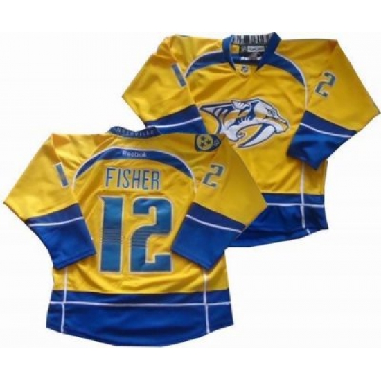 Nashville Predators #12 Mike Fisher Yellow Jersey Nashville Predators #12 Mike Fisher Yellow Jersey