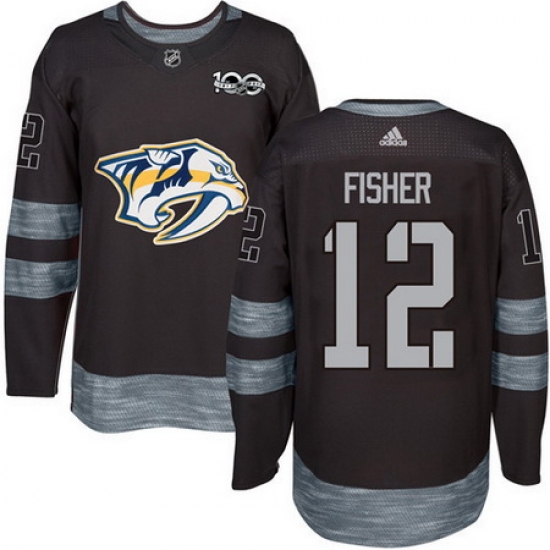 Predators #12 Mike Fisher Black 1917 2017 100th Anniversary Stitched NHL Jersey Predators #12 Mike Fisher Black 1917 2017 100th Anniversary Stitched NHL Jersey