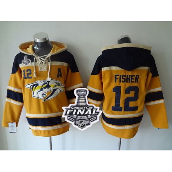 Predators #12 Mike Fisher Yellow Sawyer Hooded Sweatshirt 2017 Stanley Cup Final Patch Stitched NHL Jersey Predators #12 Mike Fisher Yellow Sawyer Hooded Sweatshirt 2017 Stanley Cup Final Patch Stitched NHL Jersey