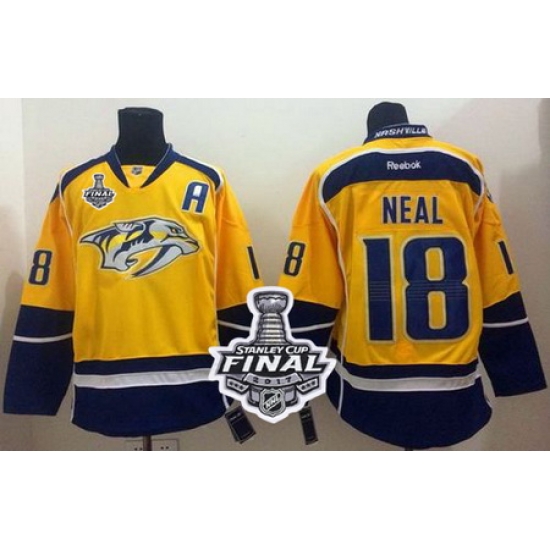 Predators #18 James Neal Yellow Home 2017 Stanley Cup Final Patch Stitched NHL Jersey Predators #18 James Neal Yellow Home 2017 Stanley Cup Final Patch Stitched NHL Jersey