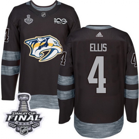 Predators #4 Ryan Ellis Black 1917 2017 100th Anniversary 2017 Stanley Cup Final Patch Stitched NHL Jersey Predators #4 Ryan Ellis Black 1917 2017 100th Anniversary 2017 Stanley Cup Final Patch Stitched NHL Jersey