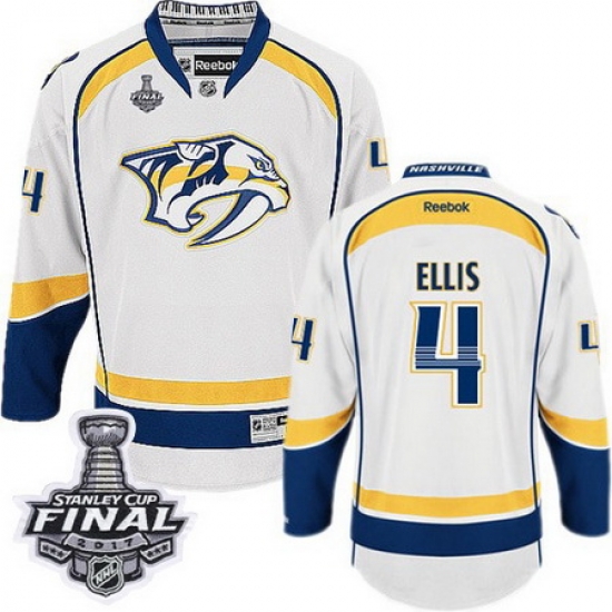 Predators #4 Ryan Ellis White Road 2017 Stanley Cup Final Patch Stitched NHL Jersey Predators #4 Ryan Ellis White Road 2017 Stanley Cup Final Patch Stitched NHL Jersey