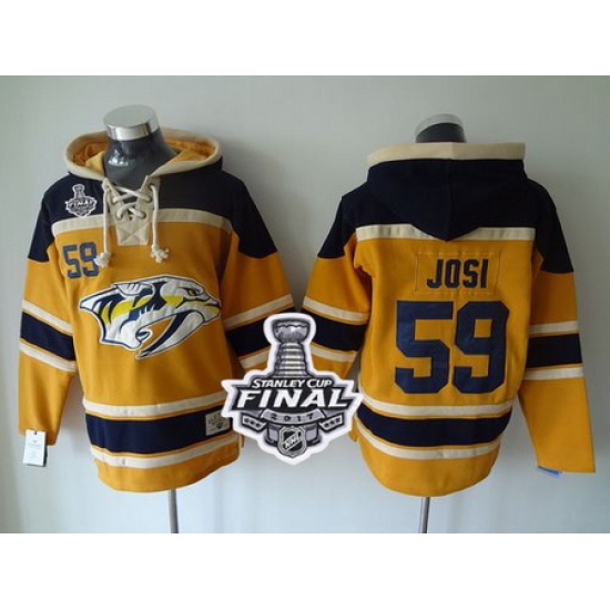 Predators #59 Roman Josi Yellow Sawyer Hooded Sweatshirt 2017 Stanley Cup Final Patch Stitched NHL Jersey Predators #59 Roman Josi Yellow Sawyer Hooded Sweatshirt 2017 Stanley Cup Final Patch Stitched NHL Jersey