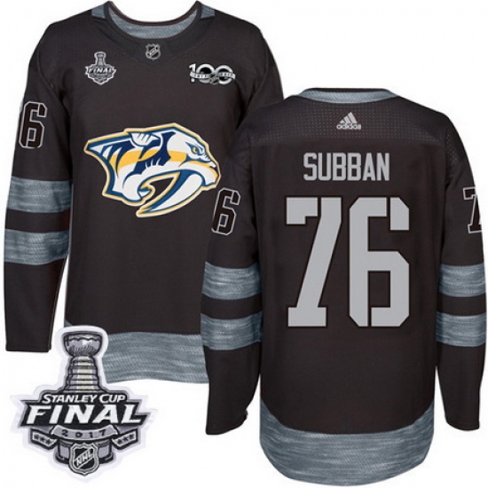 Predators #76 P K Subban Black 1917 2017 100th Anniversary Stanley Cup Final Patch Stitched NHL Jersey Predators #76 P K Subban Black 1917 2017 100th Anniversary Stanley Cup Final Patch Stitched NHL Jersey