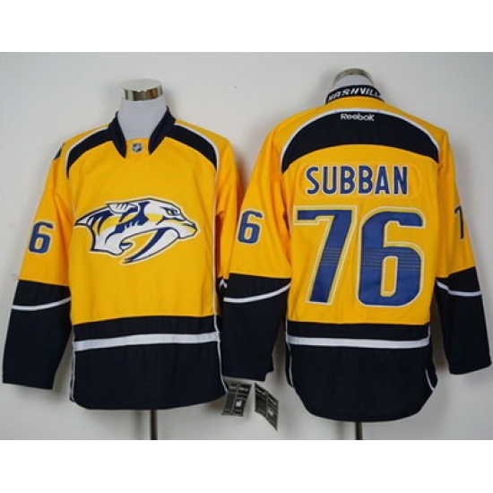 Predators #76 P K Subban Yellow Home Stitched NHL Jersey Predators #76 P K Subban Yellow Home Stitched NHL Jersey