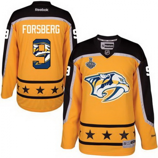 Predators #9 Filip Forsberg Yellow 2017 Stanley Cup Team Logo Fashion Stitched NHL Jersey Predators #9 Filip Forsberg Yellow 2017 Stanley Cup Team Logo Fashion Stitched NHL Jersey