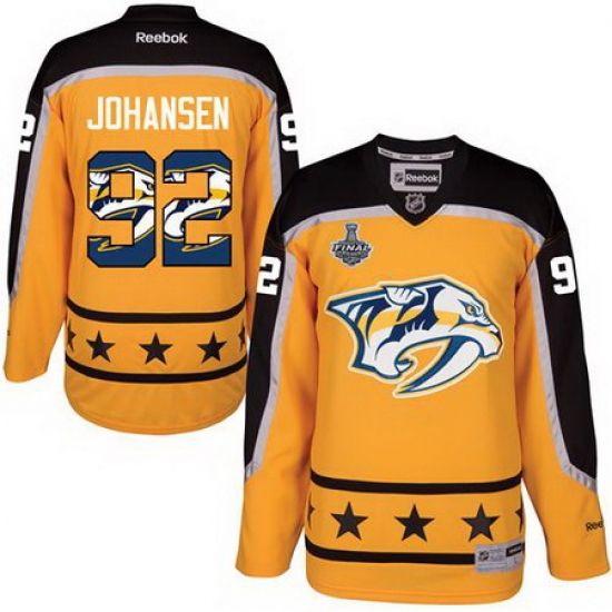 Predators #92 Ryan Johansen Yellow 2017 Stanley Cup Team Logo Fashion Stitched NHL Jersey Predators #92 Ryan Johansen Yellow 2017 Stanley Cup Team Logo Fashion Stitched NHL Jersey