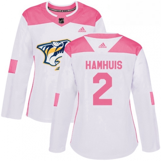 Womens Adidas Nashville Predators 2 Dan Hamhuis Authentic White Pink Fashion NHL Jersey Womens Adidas Nashville Predators 2 Dan Hamhuis Authentic White Pink Fashion NHL Jersey
