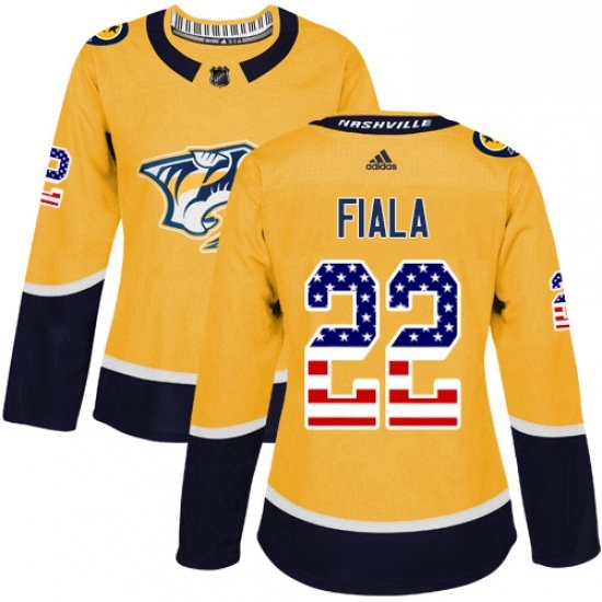 Womens Adidas Nashville Predators 22 Kevin Fiala Authentic Gold USA Flag Fashion NHL Jersey Womens Adidas Nashville Predators 22 Kevin Fiala Authentic Gold USA Flag Fashion NHL Jersey
