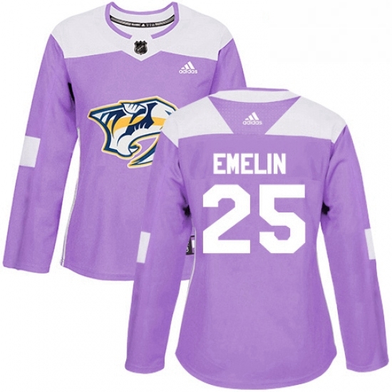 Womens Adidas Nashville Predators 25 Alexei Emelin Authentic Purple Fights Cancer Practice NHL Jersey Womens Adidas Nashville Predators 25 Alexei Emelin Authentic Purple Fights Cancer Practice NHL Jersey