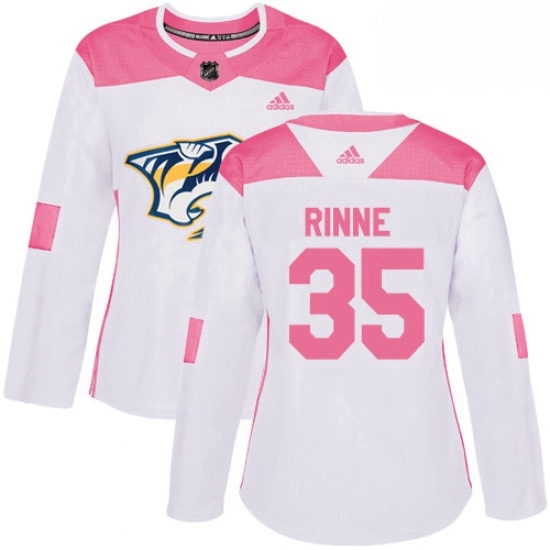 Womens Adidas Nashville Predators 35 Pekka Rinne Authentic WhitePink Fashion NHL Jersey Womens Adidas Nashville Predators 35 Pekka Rinne Authentic WhitePink Fashion NHL Jersey
