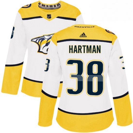 Womens Adidas Nashville Predators 38 Ryan Hartman Authentic White Away NHL Jersey Womens Adidas Nashville Predators 38 Ryan Hartman Authentic White Away NHL Jersey