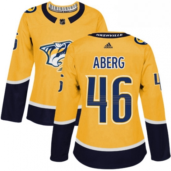 Womens Adidas Nashville Predators 46 Pontus Aberg Authentic Gold Home NHL Jersey Womens Adidas Nashville Predators 46 Pontus Aberg Authentic Gold Home NHL Jersey