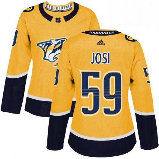 Womens Adidas Nashville Predators 59 Roman Josi Authentic Gold Home NHL Jersey Womens Adidas Nashville Predators 59 Roman Josi Authentic Gold Home NHL Jersey