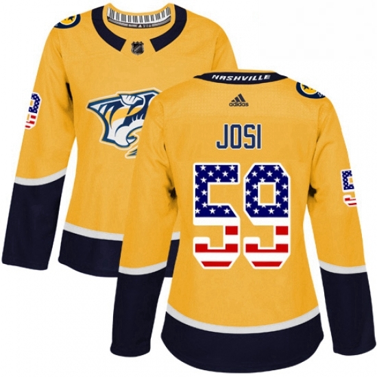 Womens Adidas Nashville Predators 59 Roman Josi Authentic Gold USA Flag Fashion NHL Jersey Womens Adidas Nashville Predators 59 Roman Josi Authentic Gold USA Flag Fashion NHL Jersey