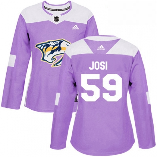 Womens Adidas Nashville Predators 59 Roman Josi Authentic Purple Fights Cancer Practice NHL Jersey Womens Adidas Nashville Predators 59 Roman Josi Authentic Purple Fights Cancer Practice NHL Jersey