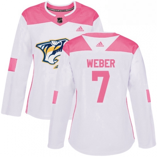 Womens Adidas Nashville Predators 7 Yannick Weber Authentic WhitePink Fashion NHL Jersey Womens Adidas Nashville Predators 7 Yannick Weber Authentic WhitePink Fashion NHL Jersey