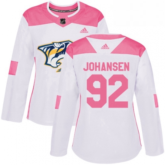 Womens Adidas Nashville Predators 92 Ryan Johansen Authentic WhitePink Fashion NHL Jersey Womens Adidas Nashville Predators 92 Ryan Johansen Authentic WhitePink Fashion NHL Jersey