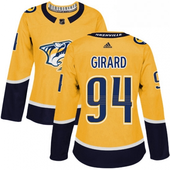 Womens Adidas Nashville Predators 94 Samuel Girard Authentic Gold Home NHL Jersey Womens Adidas Nashville Predators 94 Samuel Girard Authentic Gold Home NHL Jersey