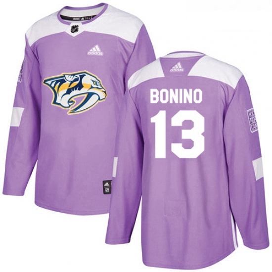 Youth Adidas Nashville Predators 13 Nick Bonino Authentic Purple Fights Cancer Practice NHL Jersey Youth Adidas Nashville Predators 13 Nick Bonino Authentic Purple Fights Cancer Practice NHL Jersey