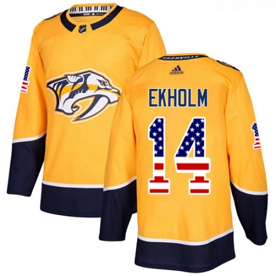 Youth Adidas Nashville Predators 14 Mattias Ekholm Authentic Gold USA Flag Fashion NHL Jersey Youth Adidas Nashville Predators 14 Mattias Ekholm Authentic Gold USA Flag Fashion NHL Jersey