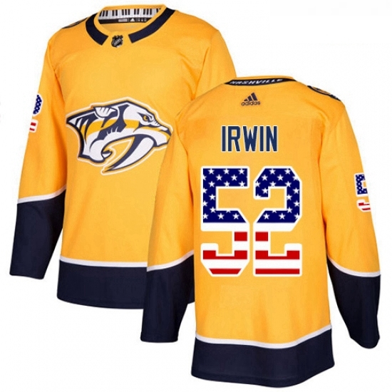 Youth Adidas Nashville Predators 52 Matt Irwin Authentic Gold USA Flag Fashion NHL Jersey 