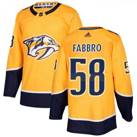 Youth Adidas Nashville Predators 58 Dante Fabbro Authentic Gold Home NHL Jersey Youth Adidas Nashville Predators 58 Dante Fabbro Authentic Gold Home NHL Jersey