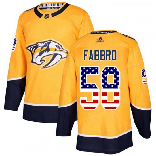 Youth Adidas Nashville Predators 58 Dante Fabbro Authentic Gold USA Flag Fashion NHL Jersey Youth Adidas Nashville Predators 58 Dante Fabbro Authentic Gold USA Flag Fashion NHL Jersey