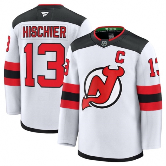 Men New Jersey Devils 13 Nico Hischier White 2024 25 Away Stitched Hockey Jersey Men New Jersey Devils 13 Nico Hischier White 2024 25 Away Stitched Hockey Jersey