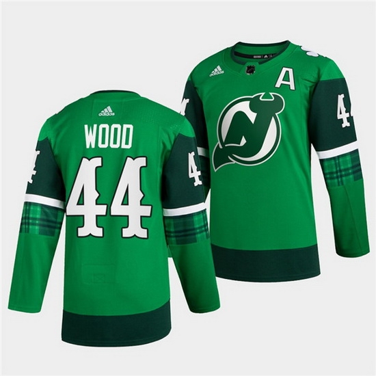 Men New jerseyy Devils 44 Miles Wood Green Warm Up St Patricks Day Stitched jersey Men New jerseyy Devils 44 Miles Wood Green Warm Up St Patricks Day Stitched jersey