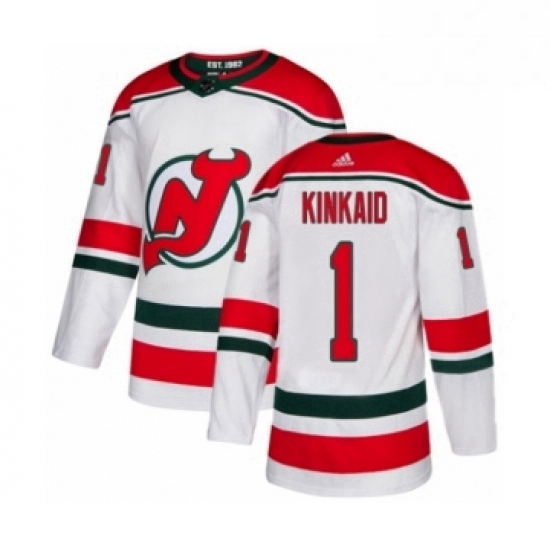 Mens Adidas New Jersey Devils 1 Keith Kinkaid Authentic White Alternate NHL Jersey Mens Adidas New Jersey Devils 1 Keith Kinkaid Authentic White Alternate NHL Jersey