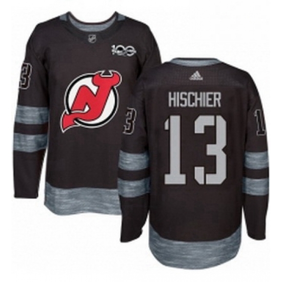 Mens Adidas New Jersey Devils 13 Nico Hischier Authentic Black 1917 2017 100th Anniversary NHL Jersey Mens Adidas New Jersey Devils 13 Nico Hischier Authentic Black 1917 2017 100th Anniversary NHL Jersey