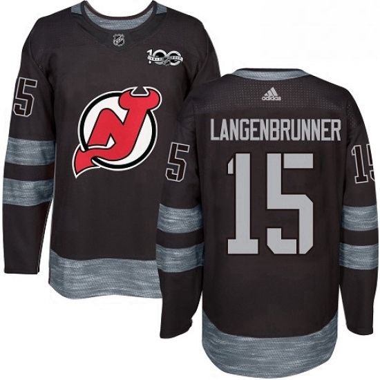 Mens Adidas New Jersey Devils 15 Jamie Langenbrunner Authentic Black 1917 2017 100th Anniversary NHL Jersey Mens Adidas New Jersey Devils 15 Jamie Langenbrunner Authentic Black 1917 2017 100th Anniversary NHL Jersey