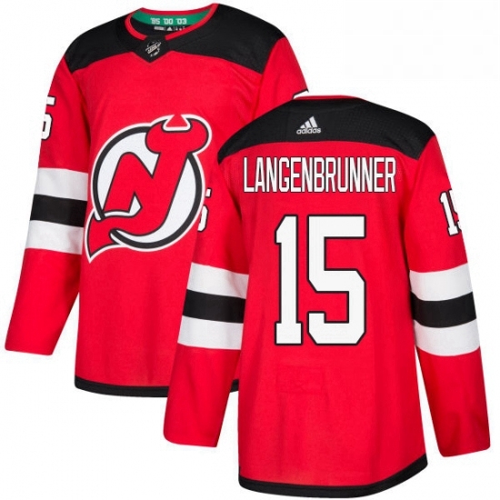 Mens Adidas New Jersey Devils 15 Jamie Langenbrunner Authentic Red Home NHL Jersey Mens Adidas New Jersey Devils 15 Jamie Langenbrunner Authentic Red Home NHL Jersey