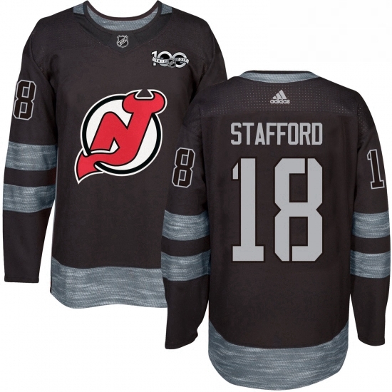 Mens Adidas New Jersey Devils 18 Drew Stafford Authentic Black 1917 2017 100th Anniversary NHL Jersey Mens Adidas New Jersey Devils 18 Drew Stafford Authentic Black 1917 2017 100th Anniversary NHL Jersey